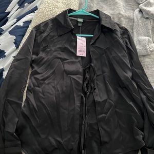 long sleeve black polyester tie top thing from wild fable! size xxs!